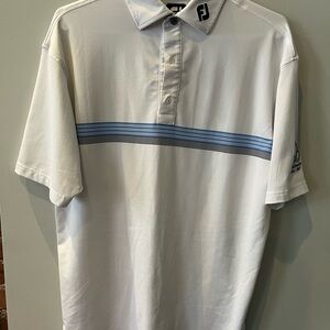 FootJoy Men's White and Blue Polo Shirt